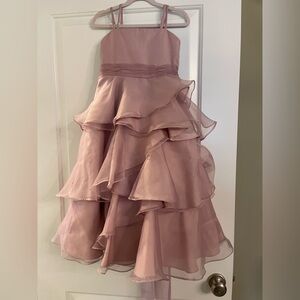 Alfred Angelo Long Pink Strapless Ruffled Tiered Dress